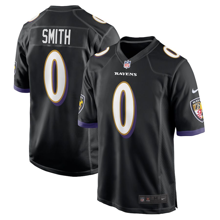 Men Baltimore Ravens #0 Roquan Smith Nike Black Team Game NFL Jersey
